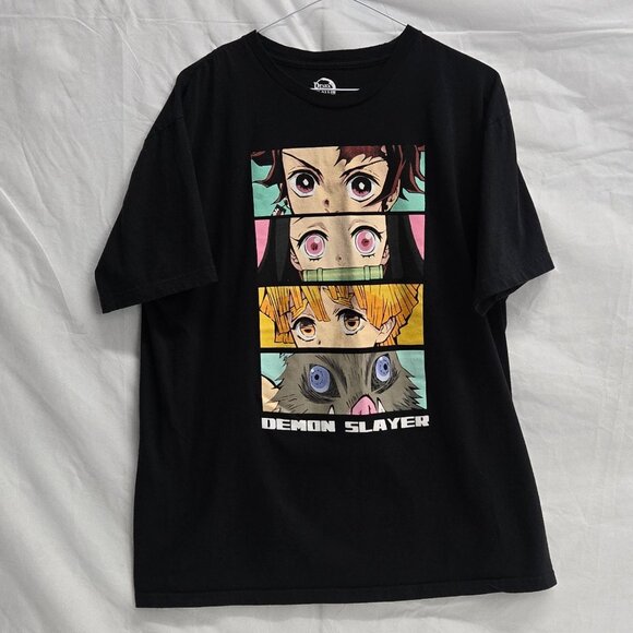 Demon Slayer Men’s XL Black Eyes Graphic Anime T-Shirt Kimetsu No Yaiba Tee - Picture 2 of 8